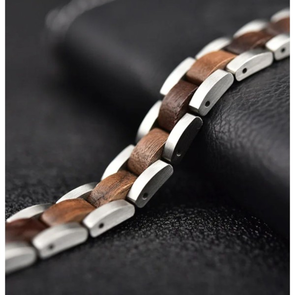 Bracciale Acciaio e Legno