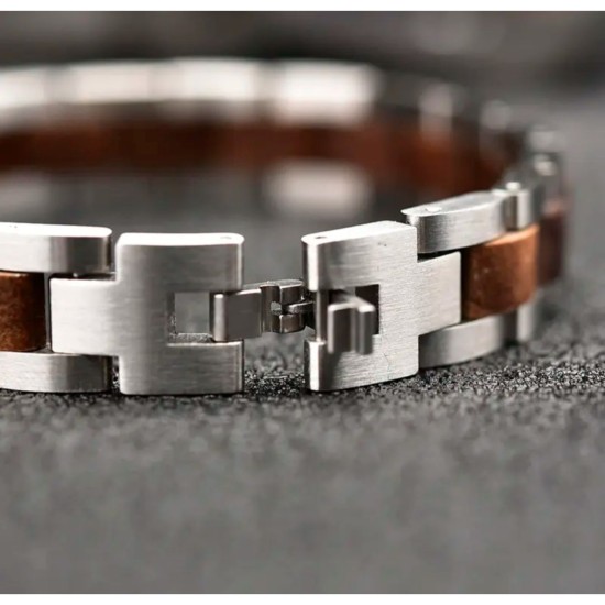 Bracciale Acciaio e Legno