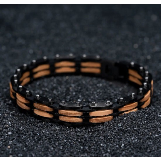 Bracciale a catena e legno di Ulivo