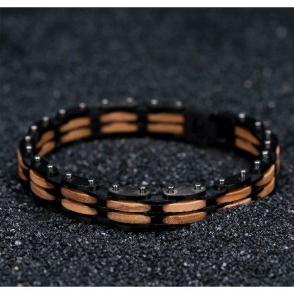 Bracciale a catena e legno di Ulivo