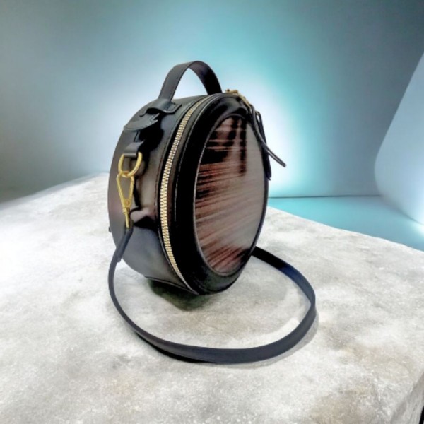 Kelly - Borsa colore nero in legno di Zebrano scuro